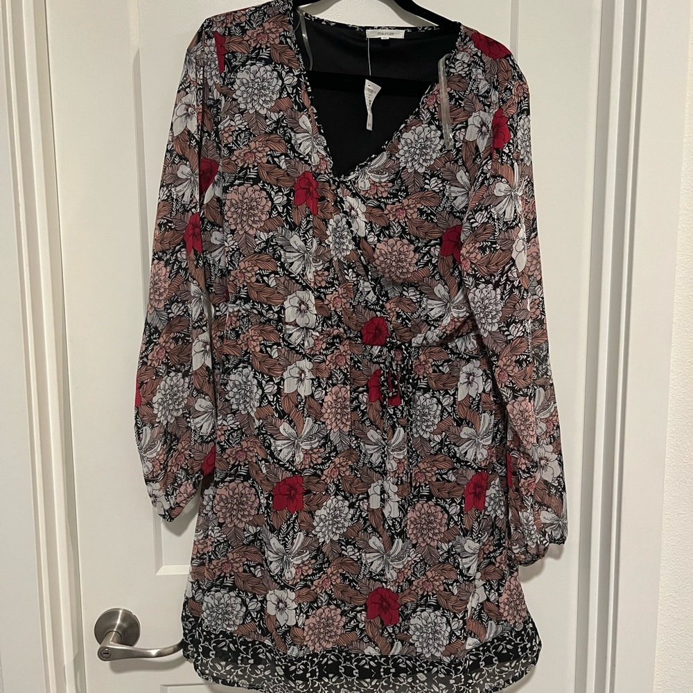 NWT Floral Cinched Waist Dress XL